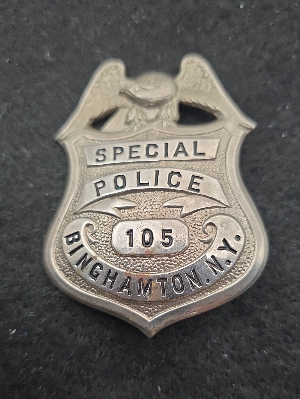 Special Police Shield Pin - Silver Tone (Binghamton, NY) S.H Reese Hallmarked